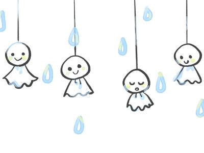 シンプルなてるてる坊主の手描きイラスト