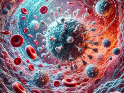 DALL·E 2025-01-13 22.29.27 - A detailed and visually striking illustration depicting the immune system combating a virus inside the human body. The scene shows white blood cells (